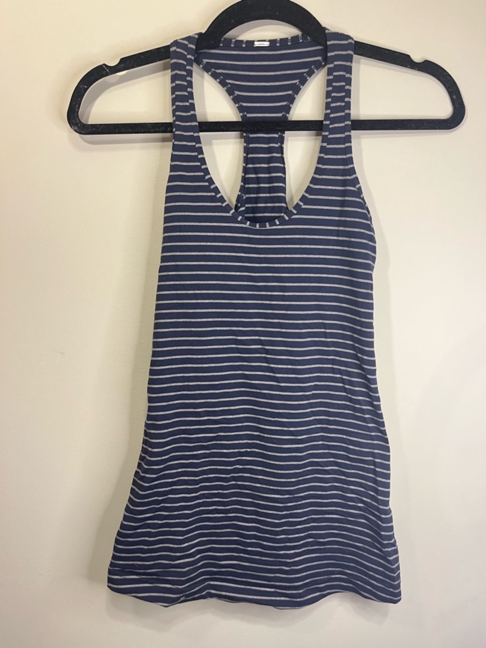 lululemon athletica Navy and White Striped Racerback Tank